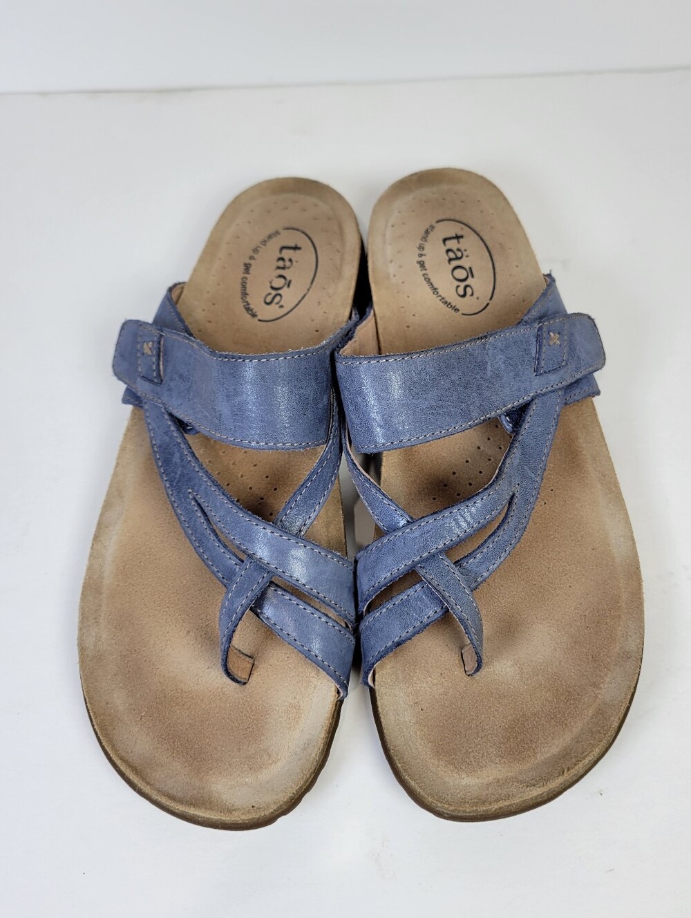 Taos Perfect Blue Slip-on Strappy Leather Sandal Comfort Outdoor Boho Casual - Picture 2 of 9